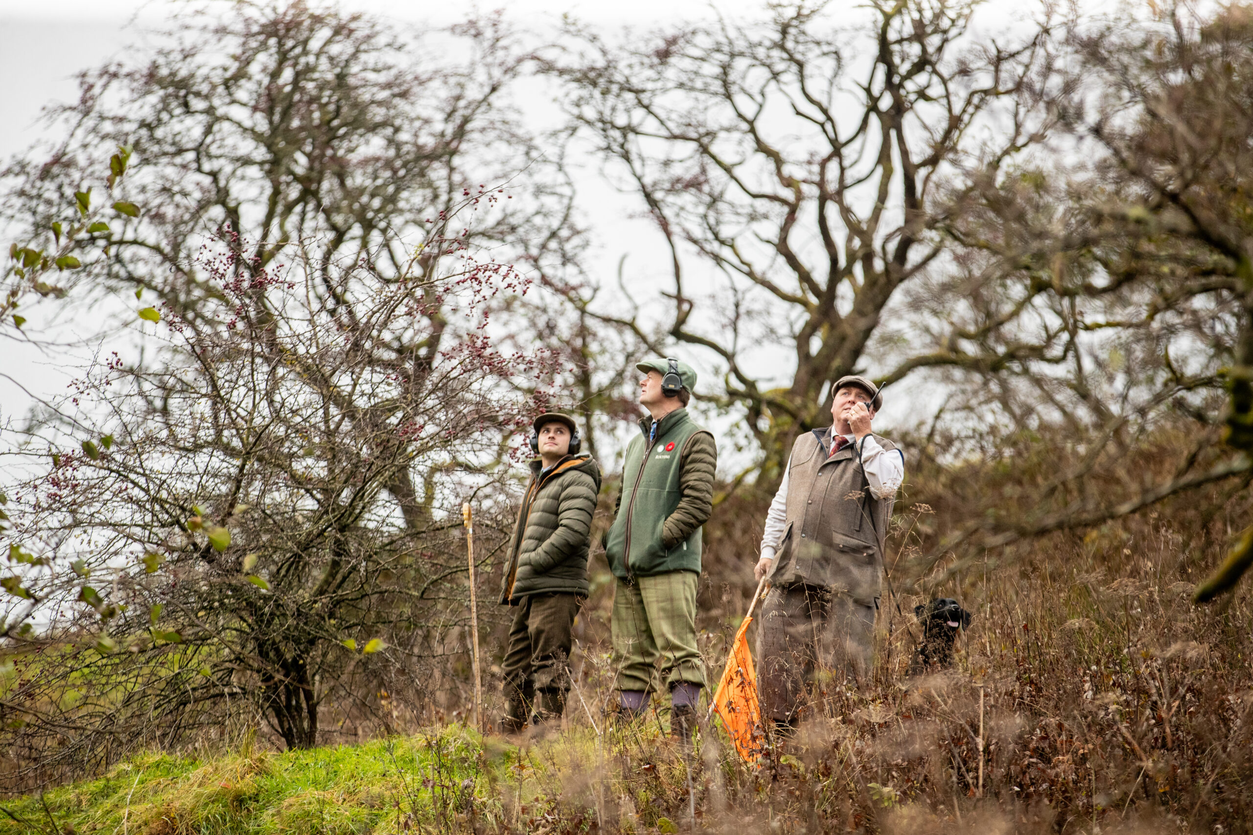 Max Cope, John Duncan and Rab Head Keeper at Drumlanrig amongst the trees