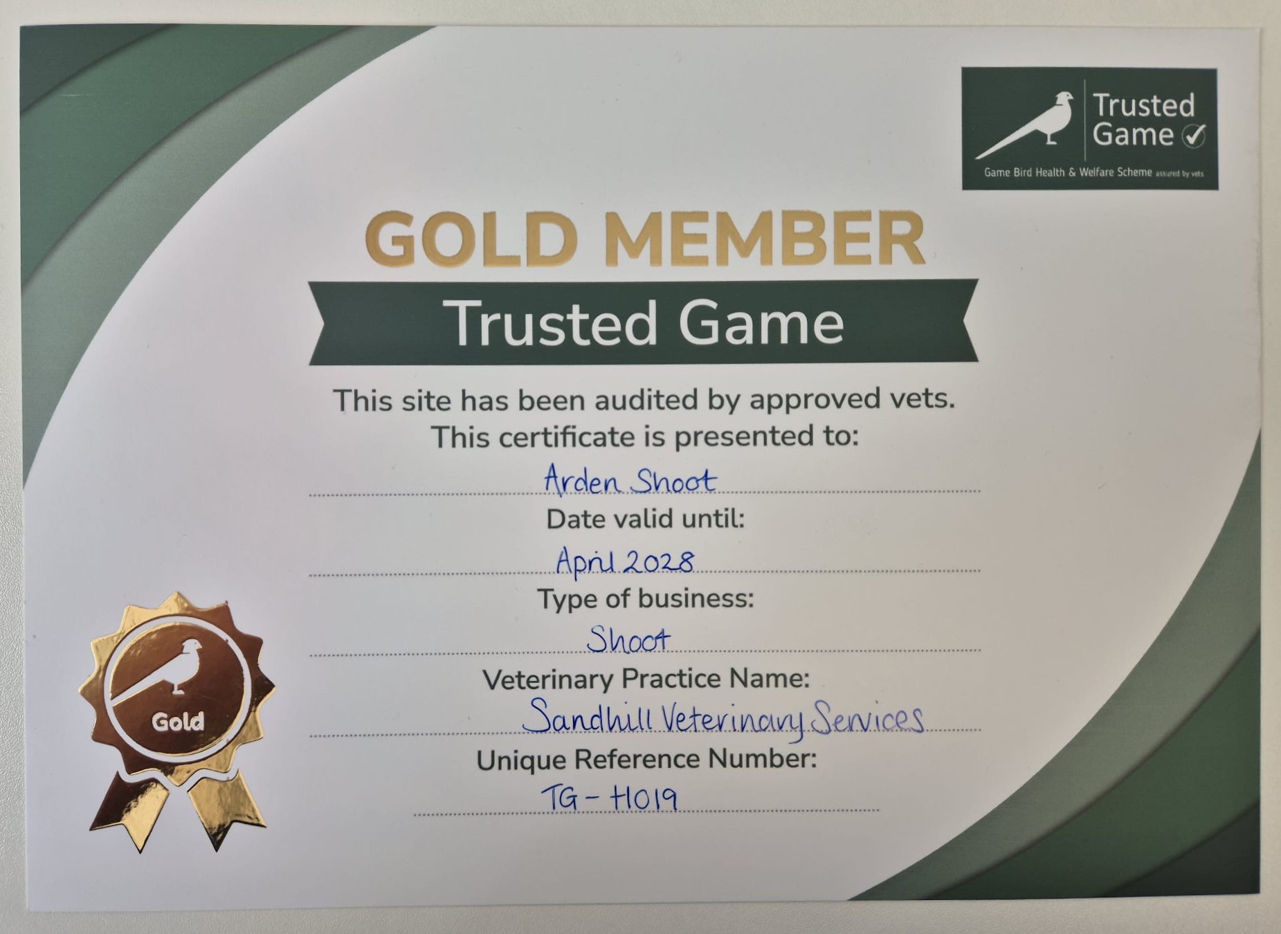 Trusted Game Audit gold pass for Arden Estate